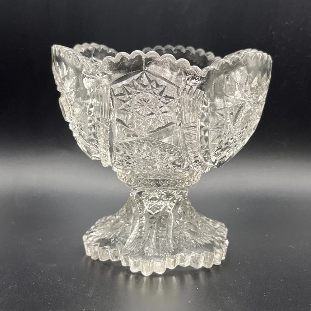 EAPG Clear‎ Pressed Glass Miniature Childs Punch Bowl Starburst Candy Dish 4.5